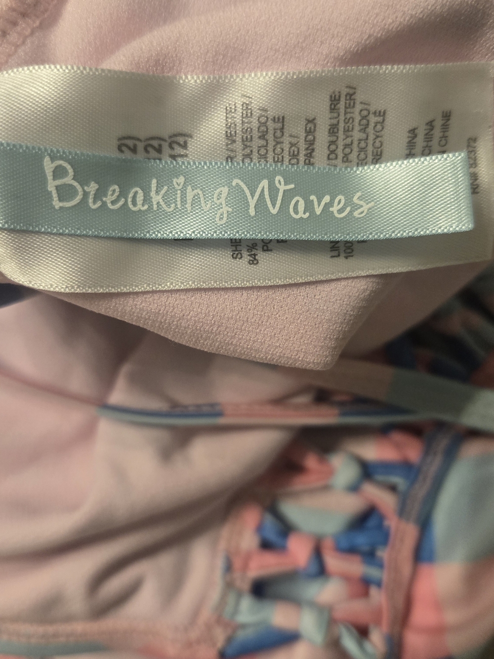 Kids Pink & Blue Check One-Piece Swimsuit - Picture 3 of 4
